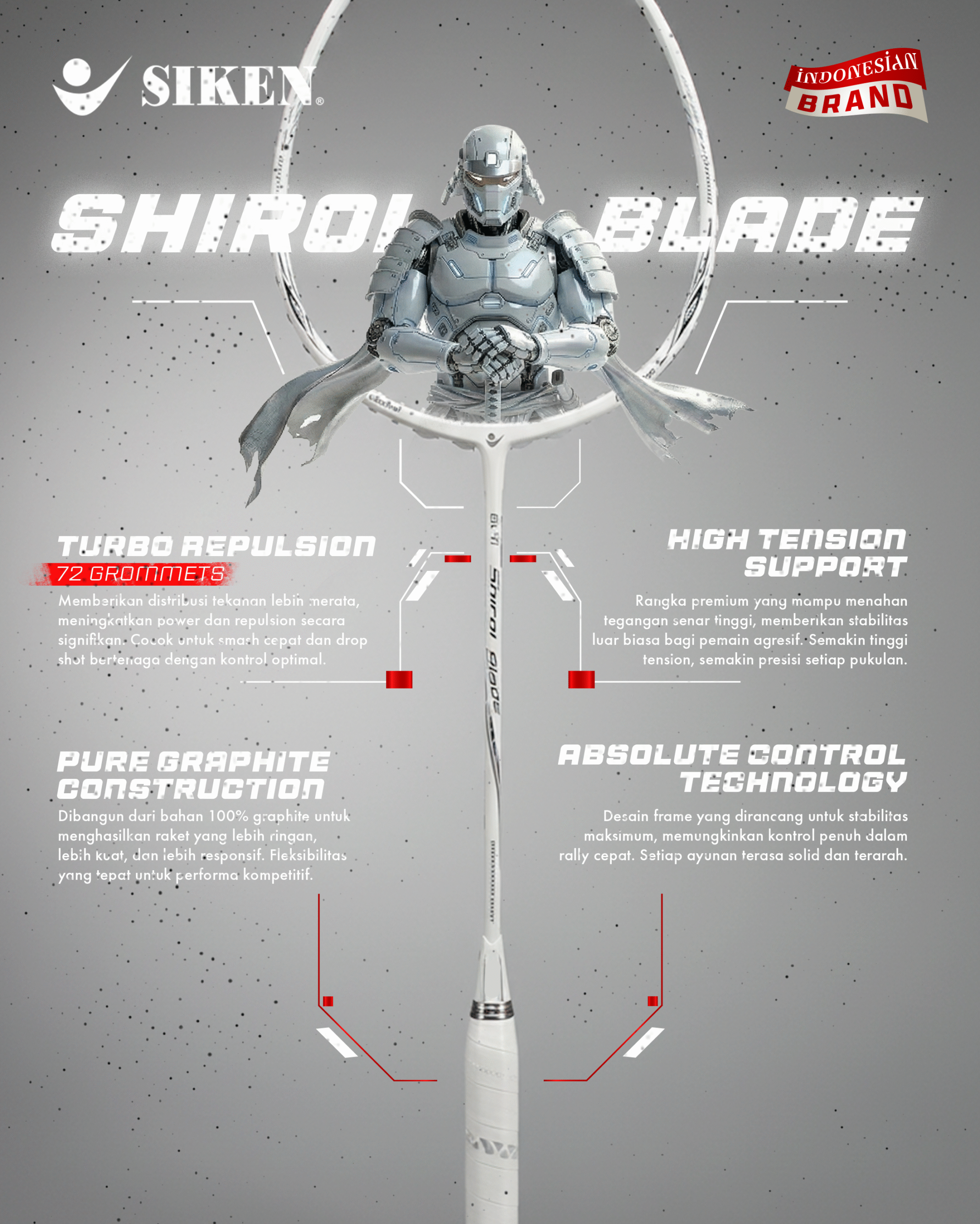 Raket Badminton Siken Shiroi Blade - Gambar 2